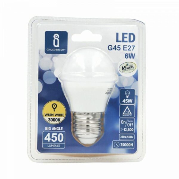 81545 8433340003813 IDK8721021004 LAMPADINA LED GOCCIA VETRO BIANCO 6W=41W E27 L/C 3000K