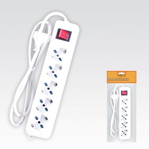 81560 8433962126075 126075 KDE multipresa 250v spina 10a cavo 1,5mt con interrutore 5 prese 10/16a 2p t/schuko bianco