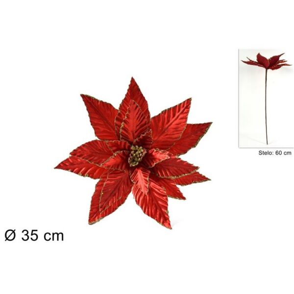 83383 8033113977947 MN001300 addobbo fiore natalizio poinsettia in velluto ø35cm rosso