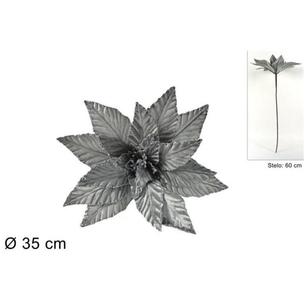 83426 8033113977961 MN001300B ADDOBBO FIORE NATALIZIO POINSETTIA IN VELLUTO Ø35CM SILVER