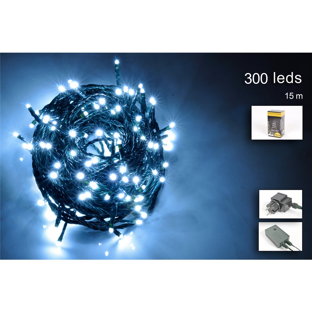 83462 3120370546353 54635 CP catena led cp 15m 300 luci di natale &apina ip44 cavo 5 8 ghiachi bianco f.