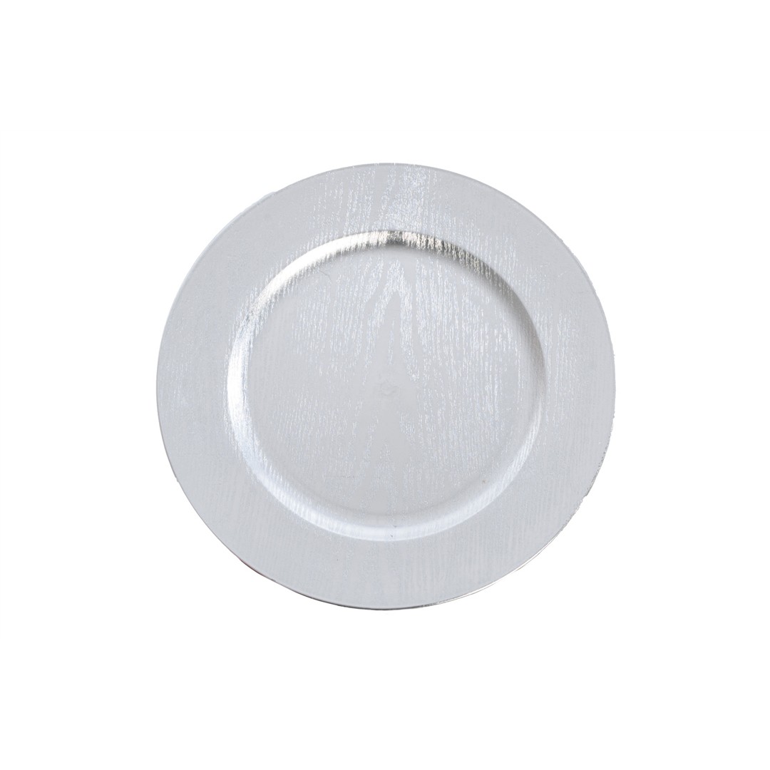 83496 3120370663265 66326 segnaposto sottopiatto effetto legno venato ø33cm argento