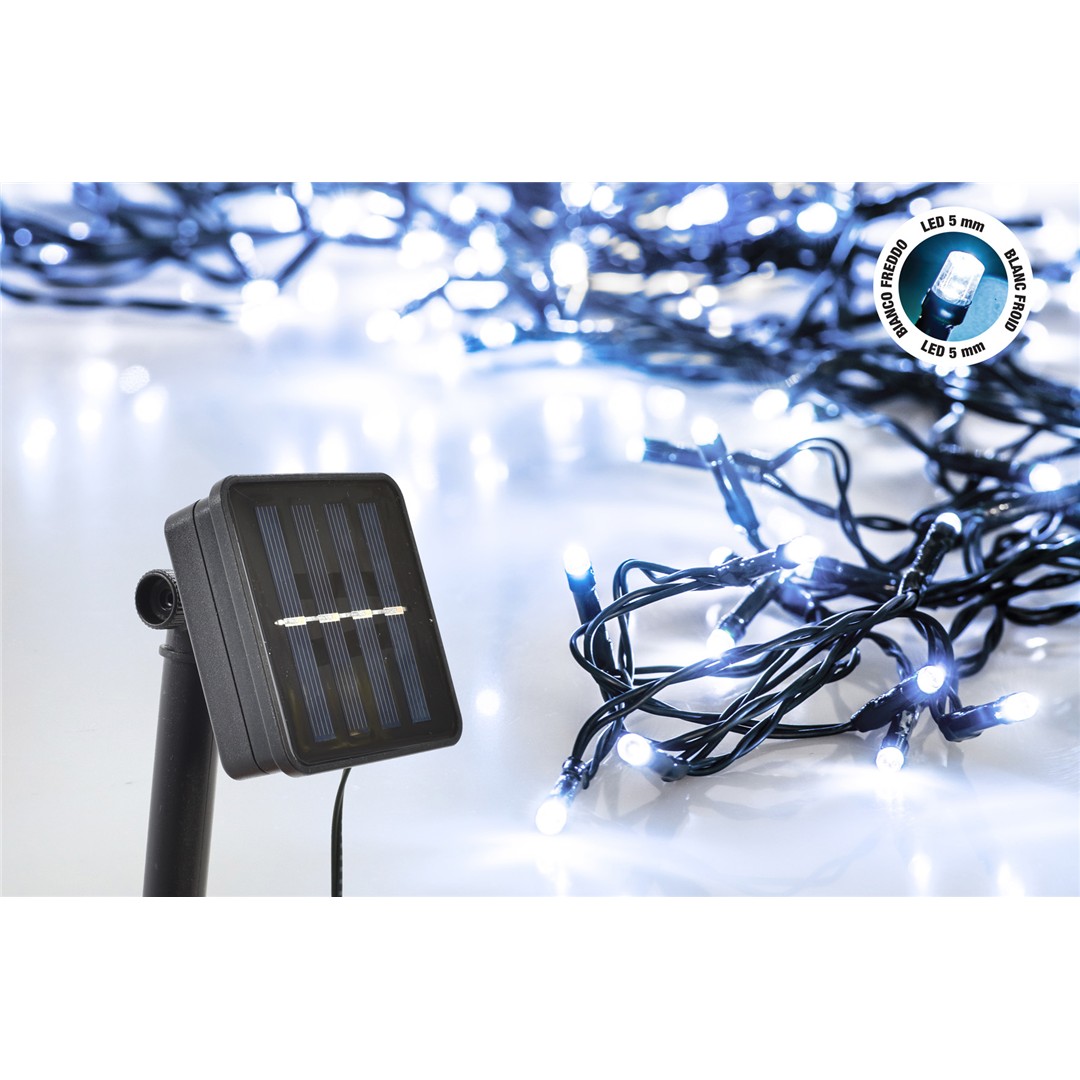 83526 3120370670256 67025 CP ☀catena led 20m 200 luci di natale energia solare bianco freddo con cavo 2m verde collettore