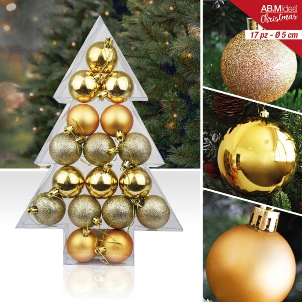 83563 8050766211259 HX912759 palline di natale alberello ø50mm 17 sfere oro