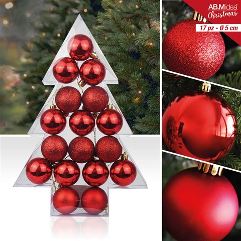83565 8050766211273 HX912761 palline di natale alberello ø50mm 17 sfere rosso