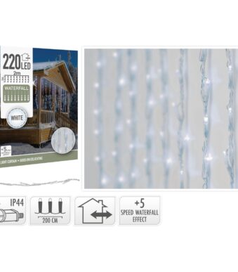 84521 8719987253867 AX8405300 tenda luci di natale da esterno cascata 220 led cavo trasp. l200cm x h100cm &spina ip44 cavo 5m controller 5 giochi color bianco f.