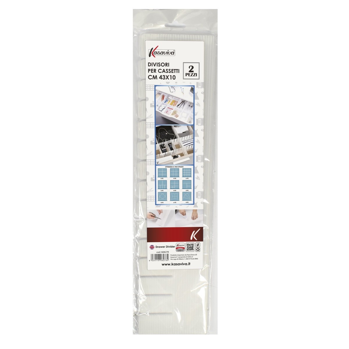 84578 8034116062784 1606278 SAIS divisori per cassetti 2 pz cm.43x10