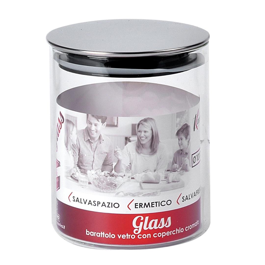 84594 8034116411889 1641188 SAIS CONTENITORE IN VETRO CON COPERCHIO CROMATO CONSERVA Ø10XH13CM GLASS