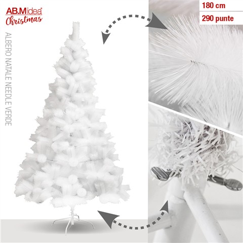 84631 8050767198696 HX945388 albero di natale abete needle bianco h180cm 290 punte ø10cm