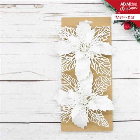 84652 8050767644391 HX959560 FIORE IN PLASTICA STELLA DI NATALE 17CM 2PZ BIANCO