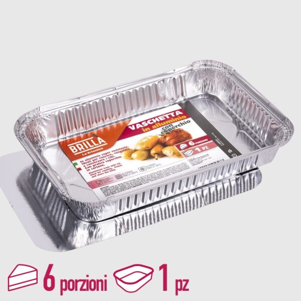 84729 8000061058073 CON05807A vaschetta alluminio con coperchio 6porzioni 1pz