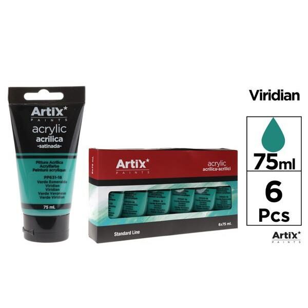86112 8435250982288 PP631-18 COLORE ACRILICO 75ML N.18 VERDE ESMERALDO STANDARD LINE