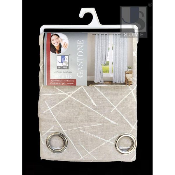 86489 8052219290552 GASTONE_BEIGE coordinabile 60x150-60x240-140x280 gastone 1p ricamo con occhielli 140x280cm col.beige