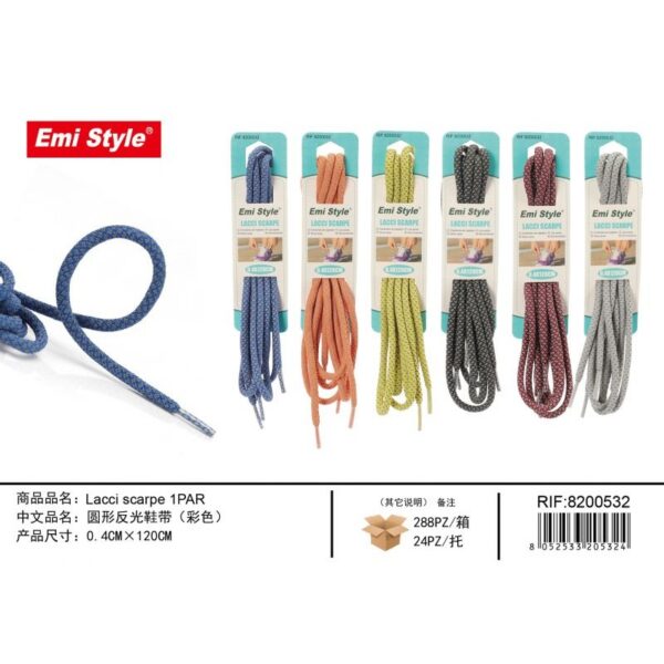 86936 8052533205324 8200532 EMI lacci scarpe tondi 120cm 2pz deco