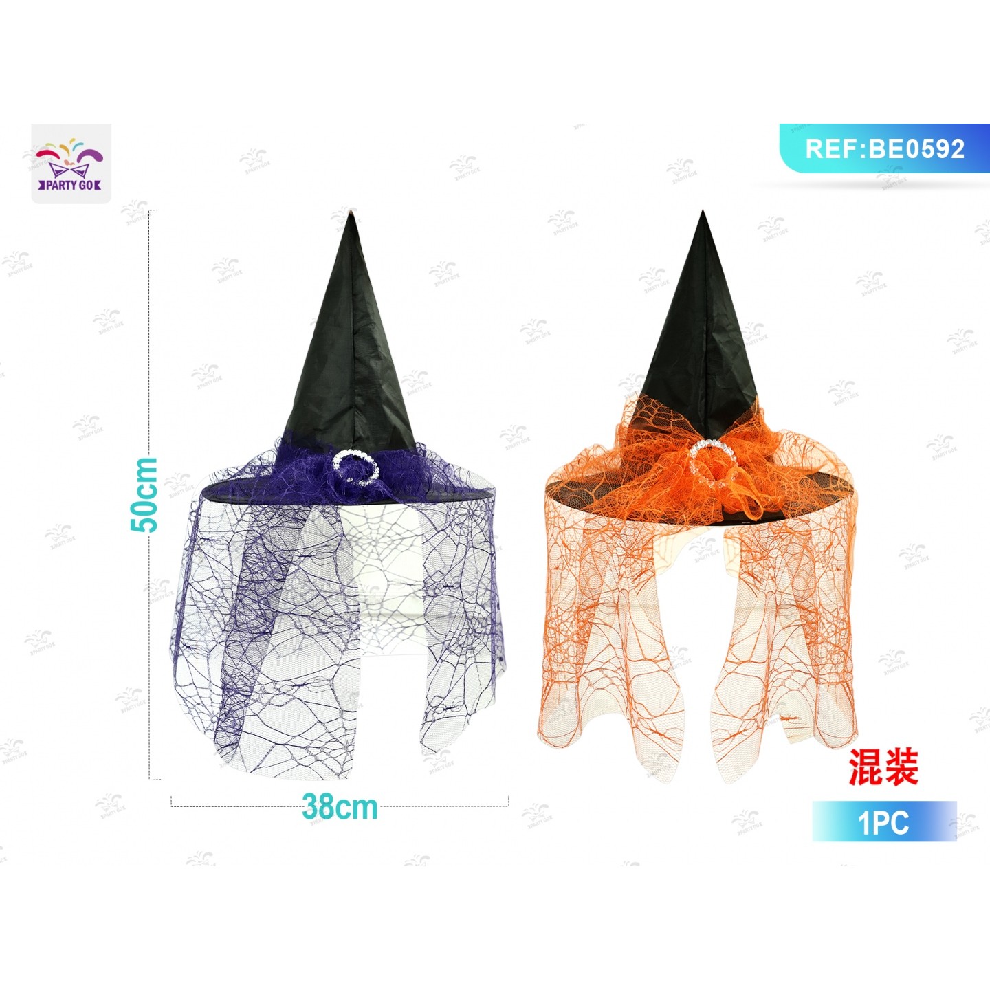 89784 8058617848920 BE0592 halloween cappello da strega con pizzo