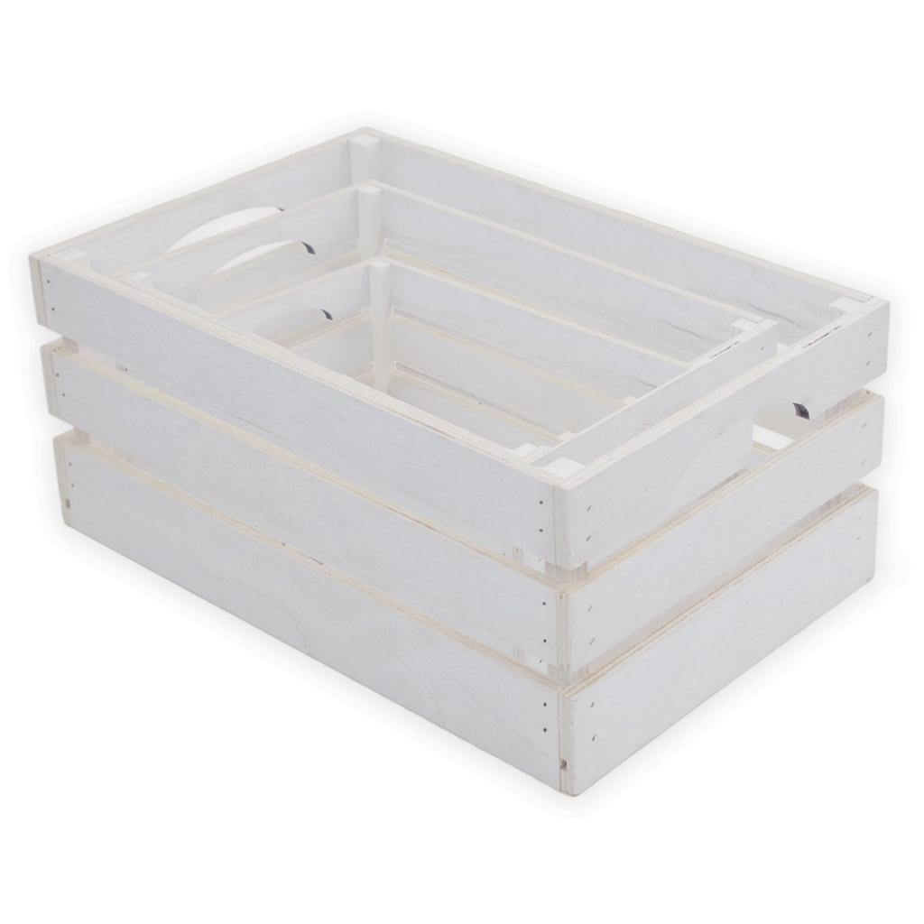 90744 8016123107702 BIANCO 10770 cassetta in legno di betulla colore bianco misura 38x58xh16cm