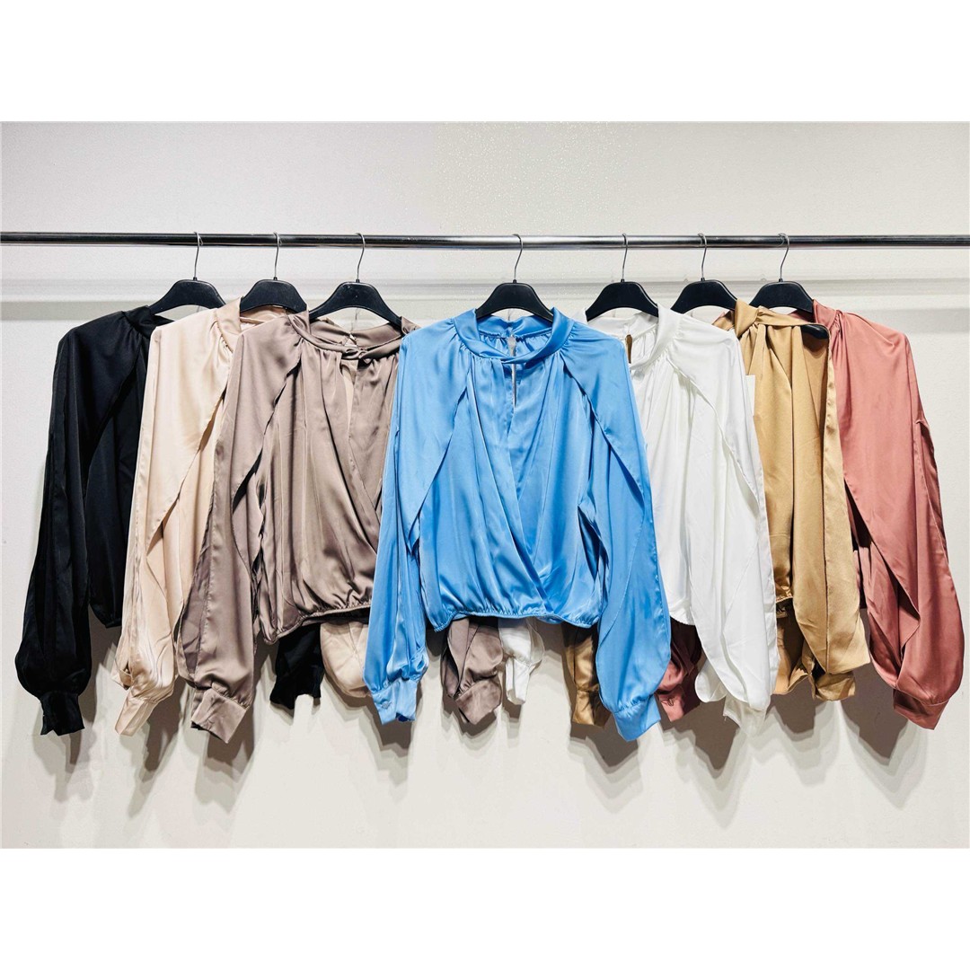 9125 9200000091256 114621 abbigliamento donna maglia di raso incrociato davanti tg.unica