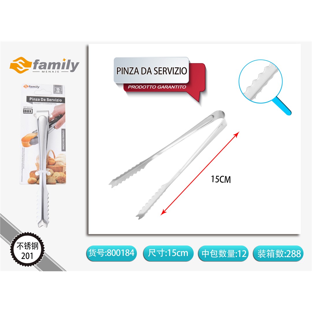91356 8050238001845 100208 MI pinza per servizio inox cm.15