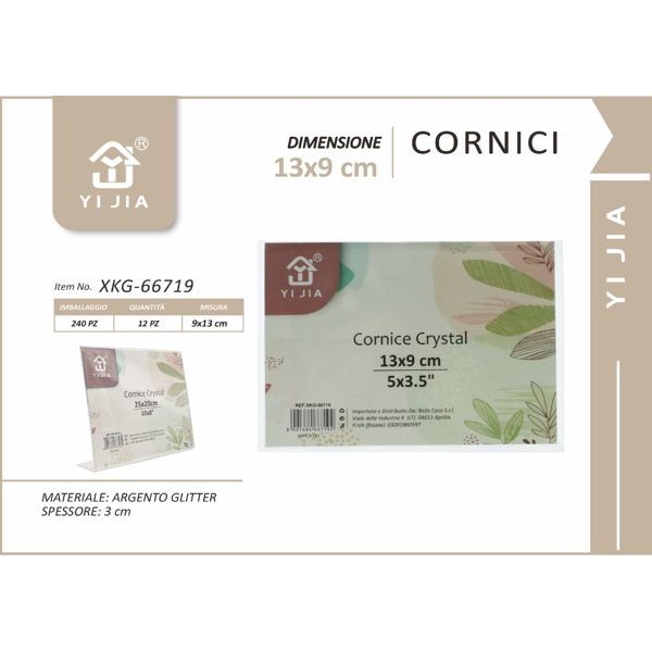 91458 8001684667192 XKG-66719 cornice espositore portafoto in plexiglass trasparente orizzontale cm.13 x 9