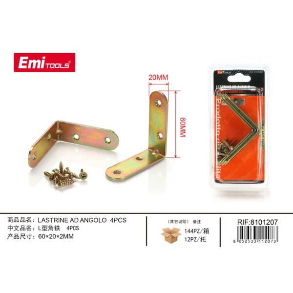 91525 8052533112073 8101207 LASTRINE AD ANGOLO CM.60 X 20 X 2