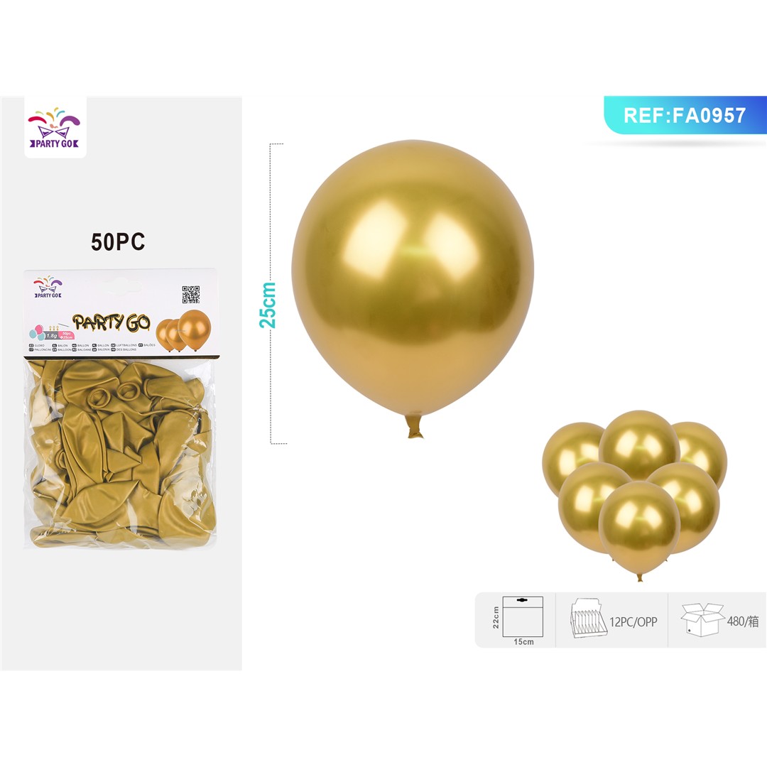 91534 8058617613573 FA0957 palloncini in lattice 50pz ø25 oro