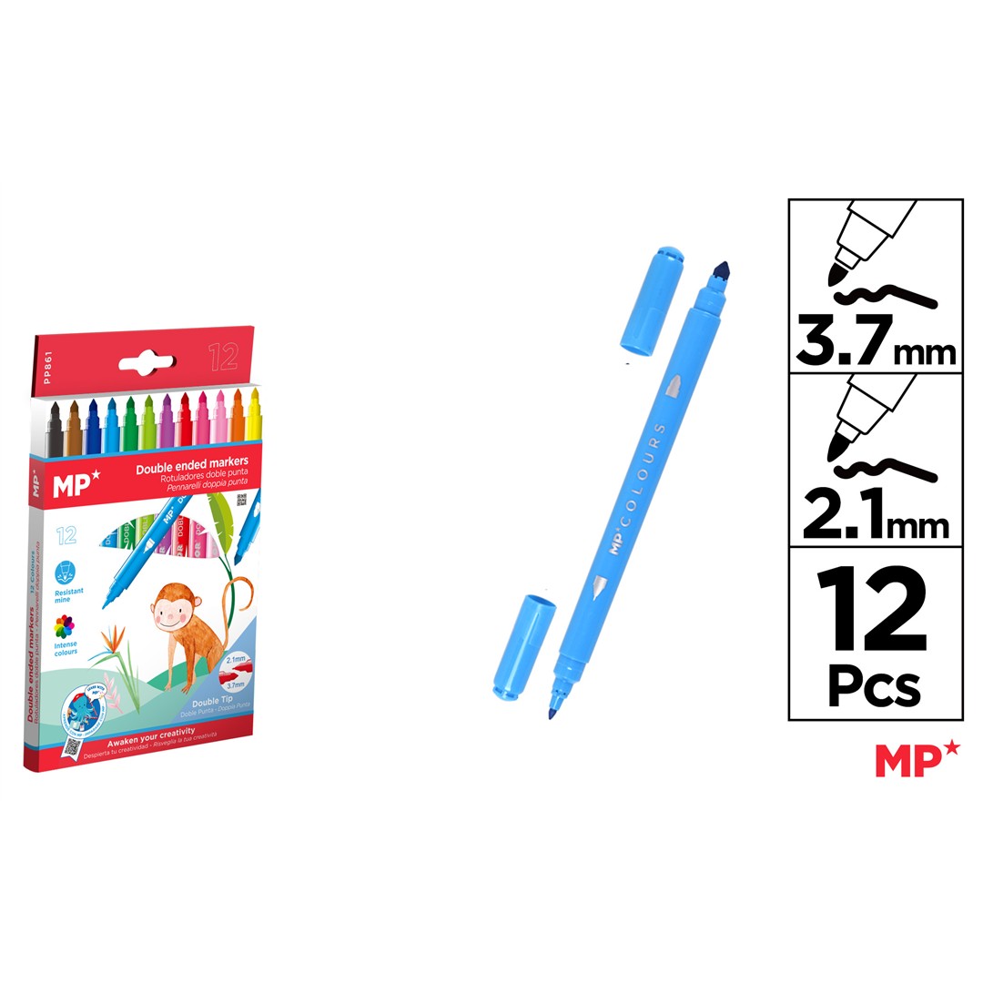91592 8435250980062 PP861 set 12 pennarelli a doppia punta