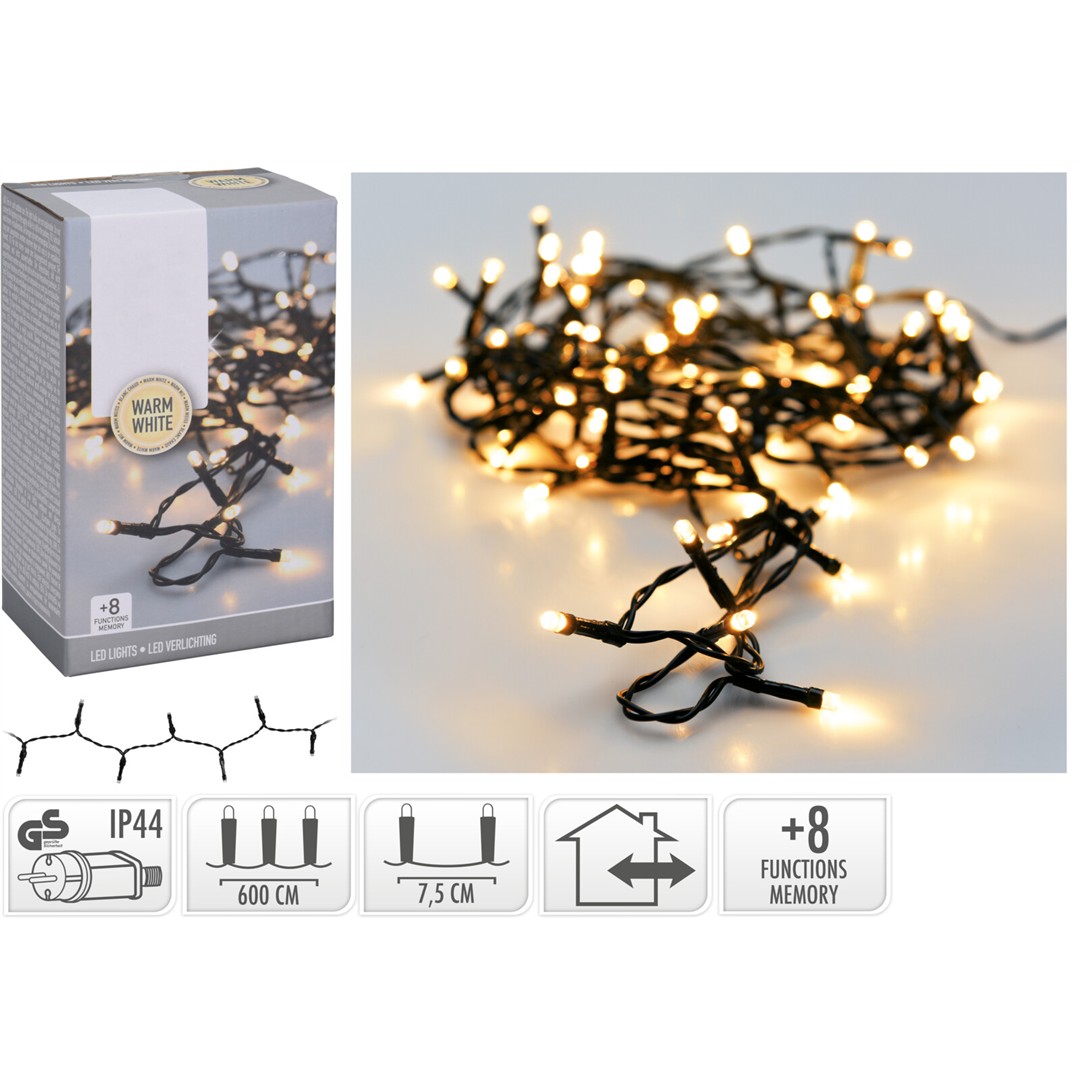 91688 8720573257923 AX8411510 catena led ax84 6m 80 luci di natale bianco caldo outdoor&indoor con spina ip44 cavo 5m verde 8 giochi