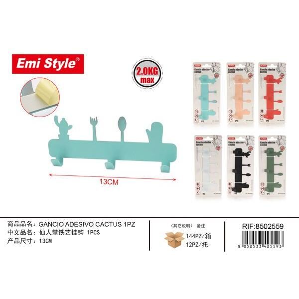 91898 8052533425593 8502559 EMI GANCIO ADESIVO CACTUS 3POSTI 1PZ
