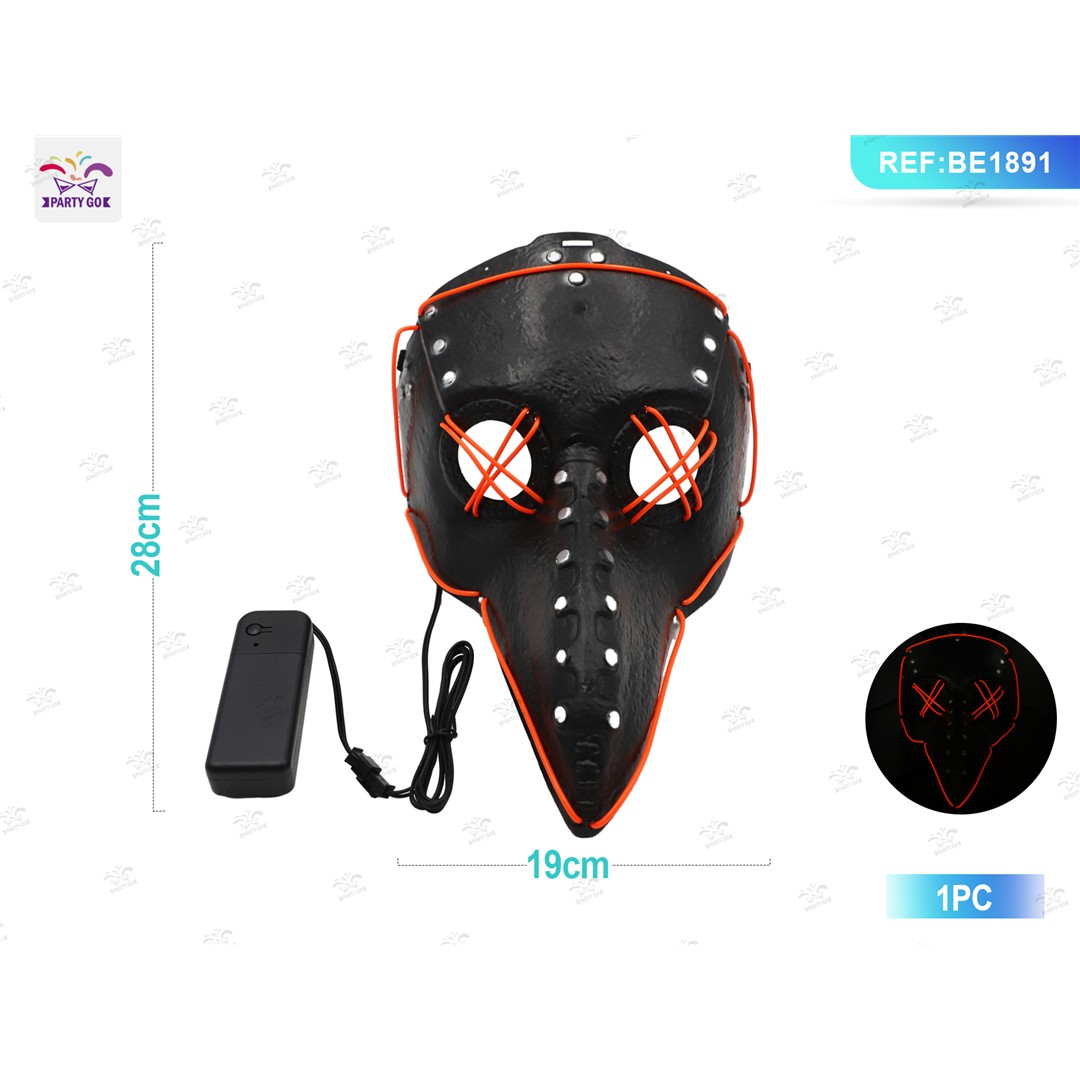 92144 8058617306918 BE1891 halloween maschera in plastica con becco e luci