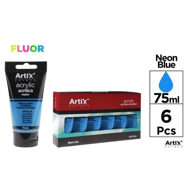 92488 8435250982400 PP632--6 COLORE ACRILICO 75ML N.20 BLU NEON