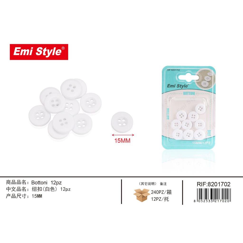 92852 8052533217020 8201702 EMI BOTTONI 15MM 12PZ