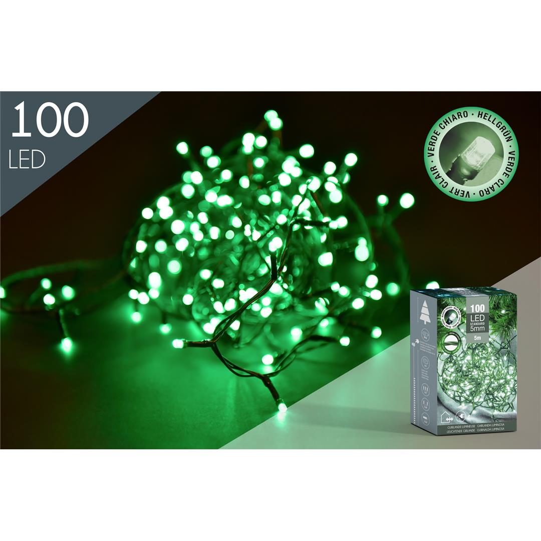 93037 3120370759142 75914 CP CATENA LED CP 5M 100 LUCI DI NATALE VERDE CHIARO &SPINA IP44 CAVO 3M VERDE CONTROLLER 8 GIOCHI