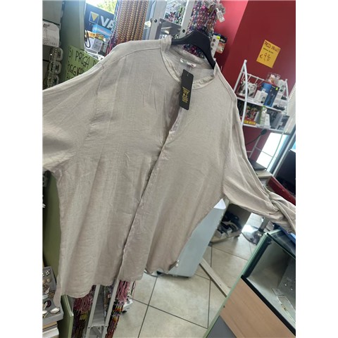 93625 9200000936250 30210-G-KHAKI-6XL CAMICIA UOMO TAGLIA FORTE ML COLLO COREANO IN LINO SIZE:2XL-6XL COL.KHAKI TG.6XL 0 9290000007173 30210-G camicia uomo taglia forte ml collo coreano in lino size:2xl-6xl